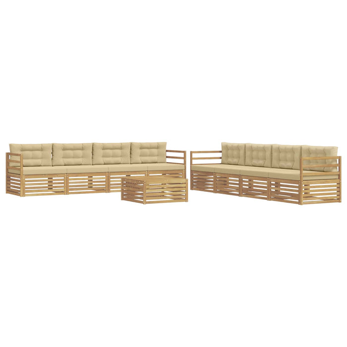 Set de canapele de exterior cu pernă 9 pcs Alb și Bej Poliester WALTI