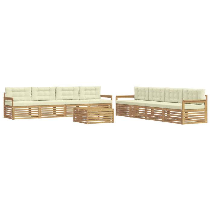 Set de canapele de exterior 9 pcs Alb și crem Poliester WALTI