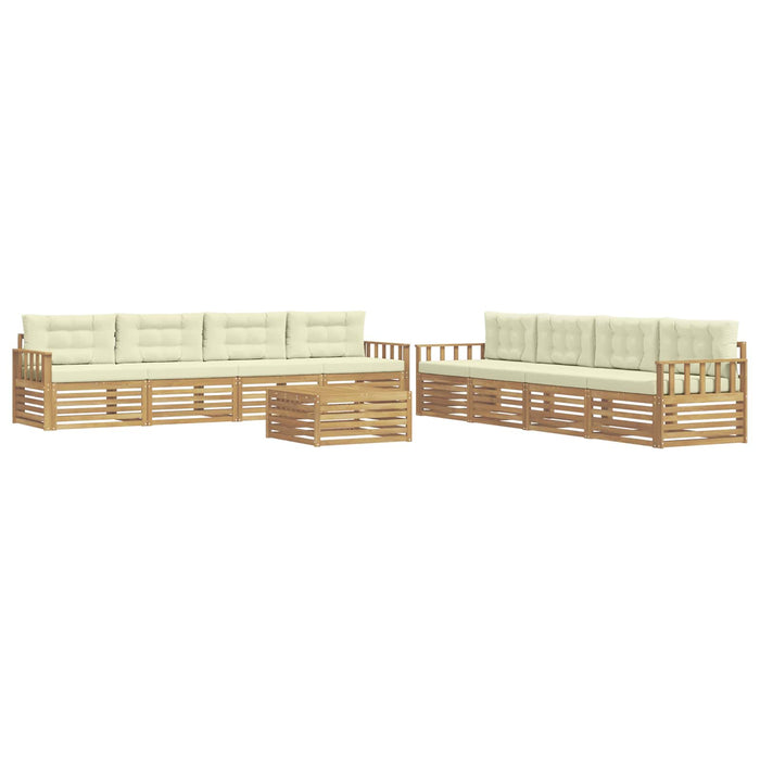 Set de canapele de exterior 9 pcs Alb și crem Poliester WALTI