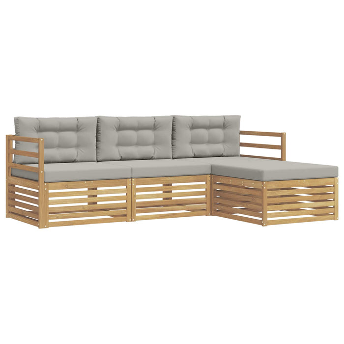 Set de canapele de exterior 4 pcs Alb și gri deschis Poliester WALTI