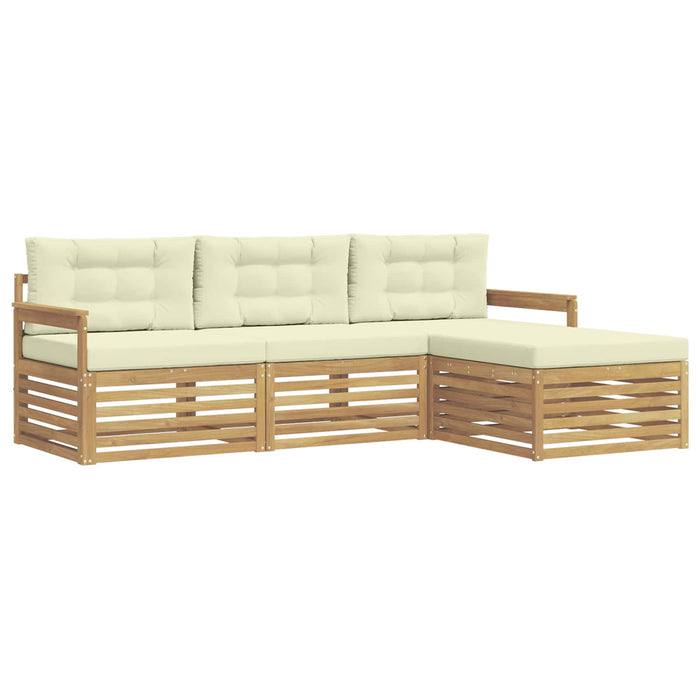 Set de canapele de exterior 4 pcs Alb și crem Poliester WALTI