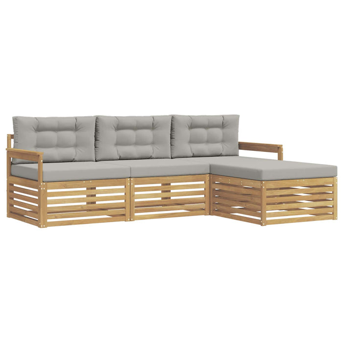 Set de canapele de exterior 4 pcs Alb și gri deschis Poliester WALTI