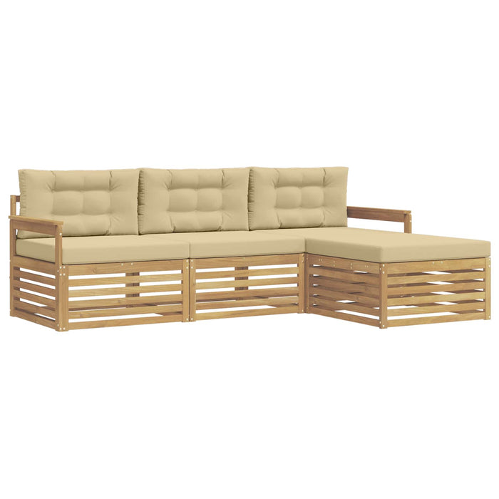 Set de canapele de exterior cu pernă 4 pcs Alb și Bej Poliester WALTI