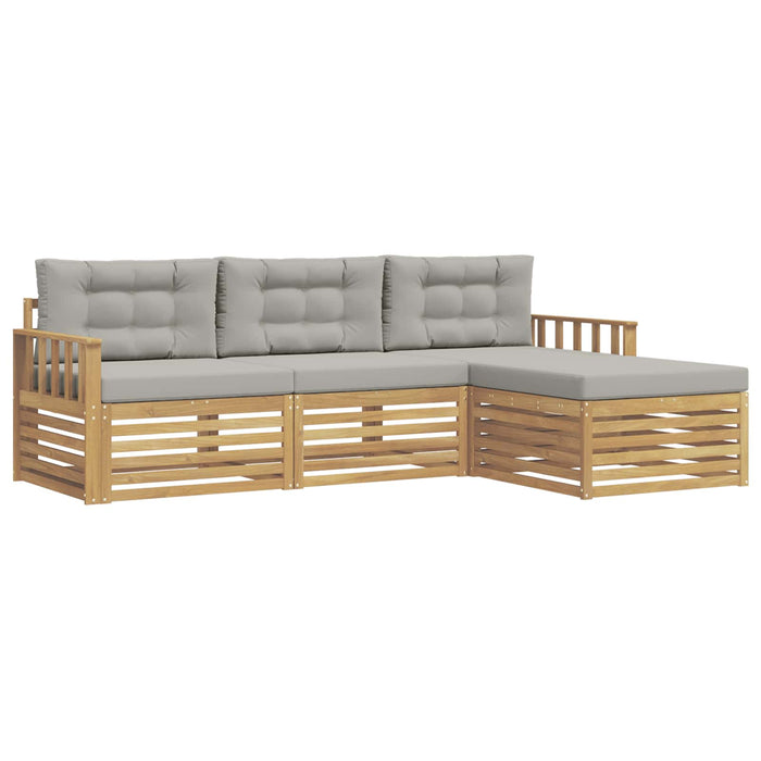Set de canapele de exterior 4 pcs Alb și gri deschis Poliester WALTI