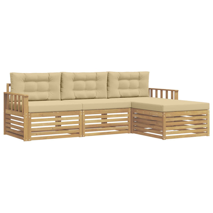 Set de canapele de exterior cu pernă 4 pcs Alb și Bej Poliester WALTI