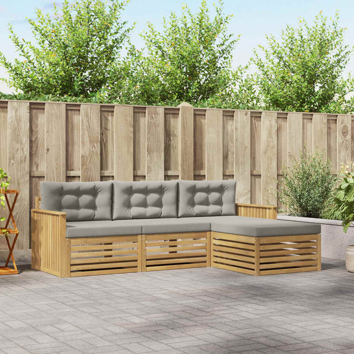 Set de canapele de exterior 4 pcs Alb și gri deschis - WALTI WALTI