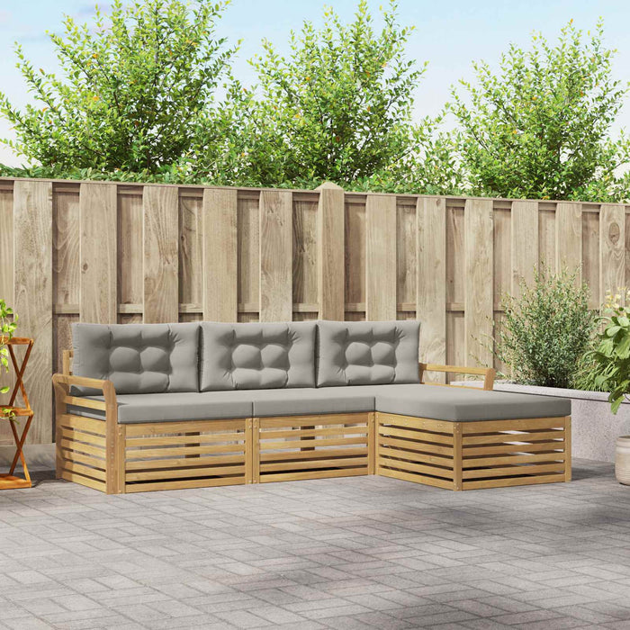 Set de canapele de exterior 4 pcs Alb și gri deschis WALTI