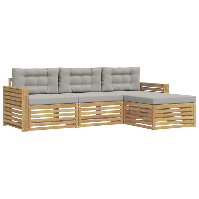 Set de canapele de exterior 4 pcs Alb și gri deschis WALTI