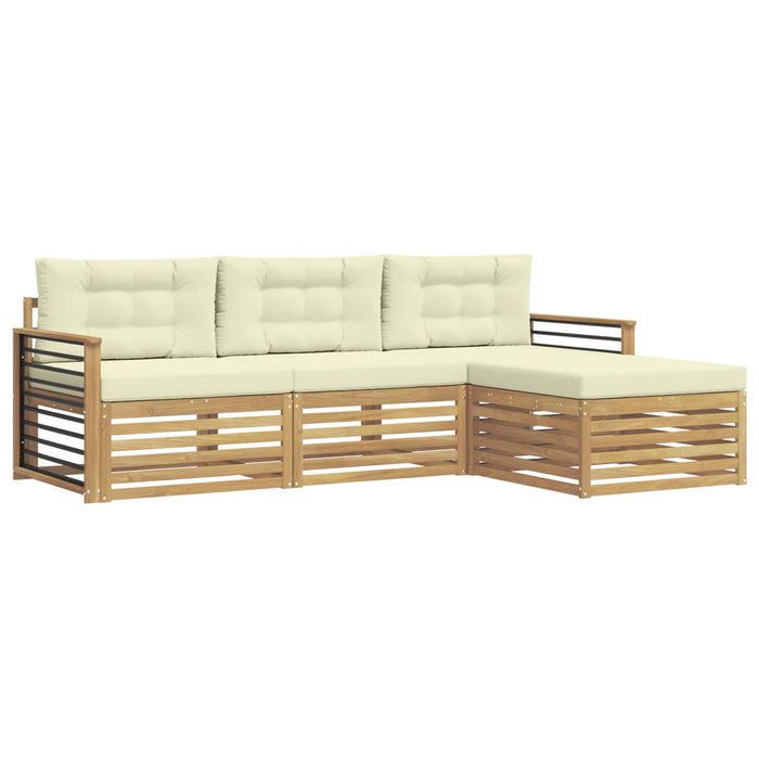 Set de canapele de exterior 4 pcs Alb și crem Poliester WALTI