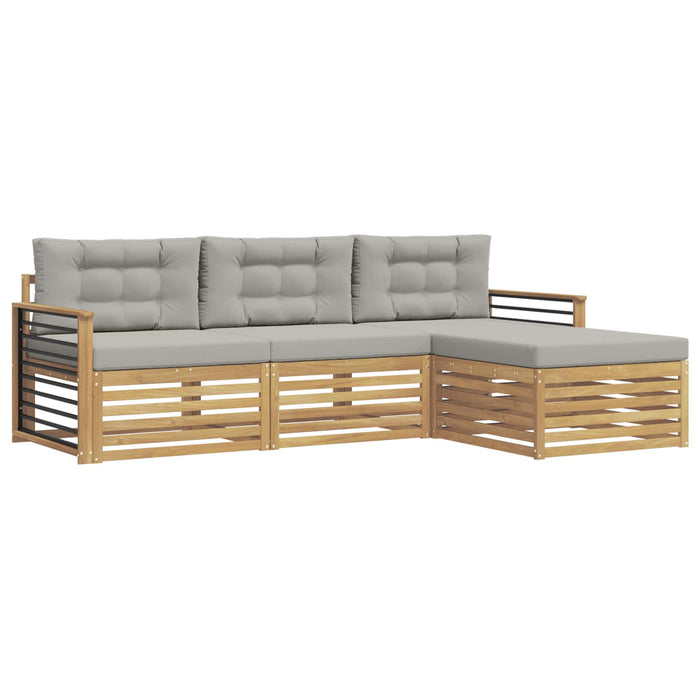 Set de canapele de exterior 4 pcs Alb și gri deschis Poliester WALTI