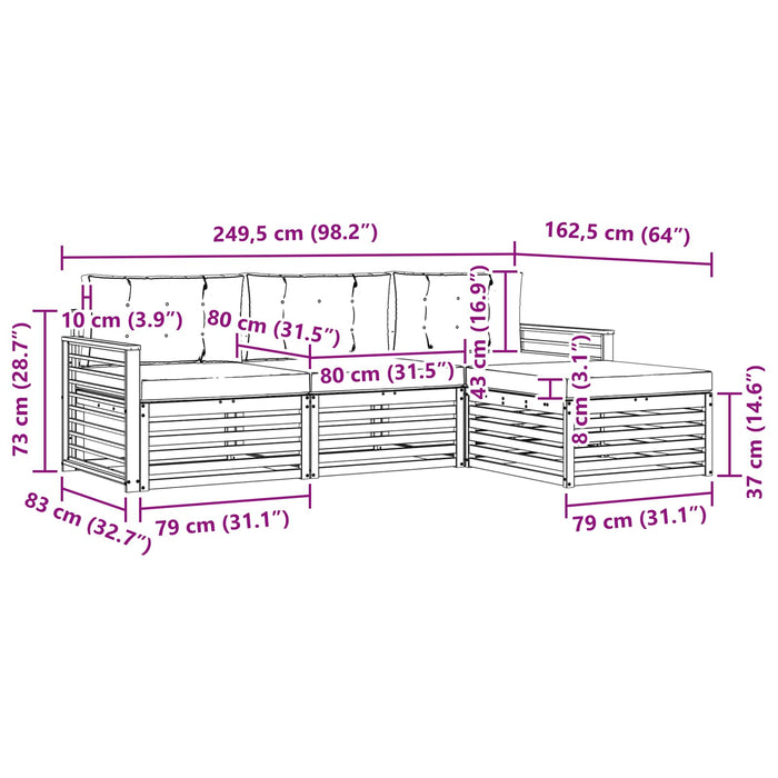 Set de canapele de exterior 4 pcs Alb și gri deschis Poliester WALTI