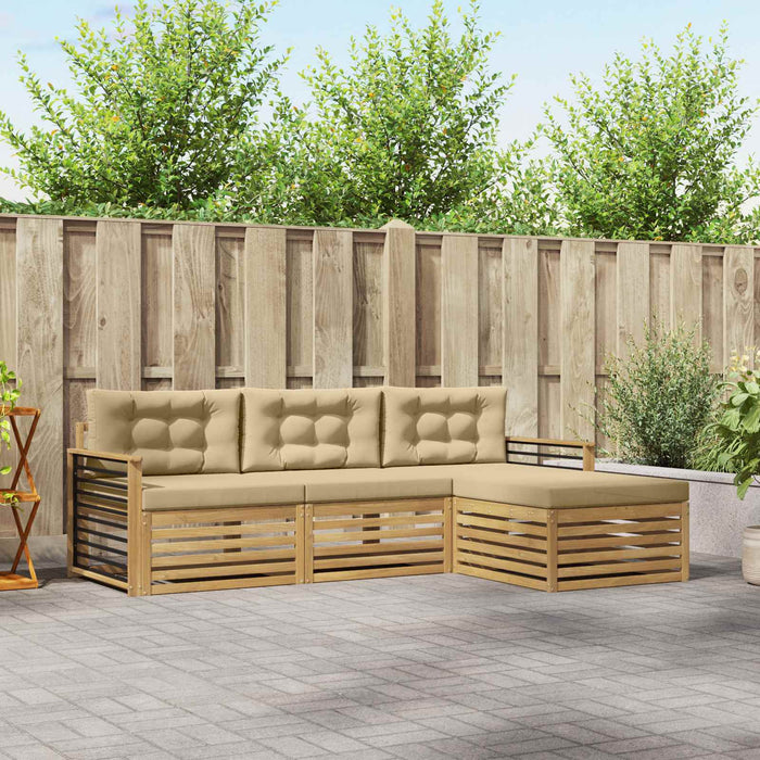 Set de canapele de exterior cu pernă 4 pcs Alb și Bej Poliester WALTI