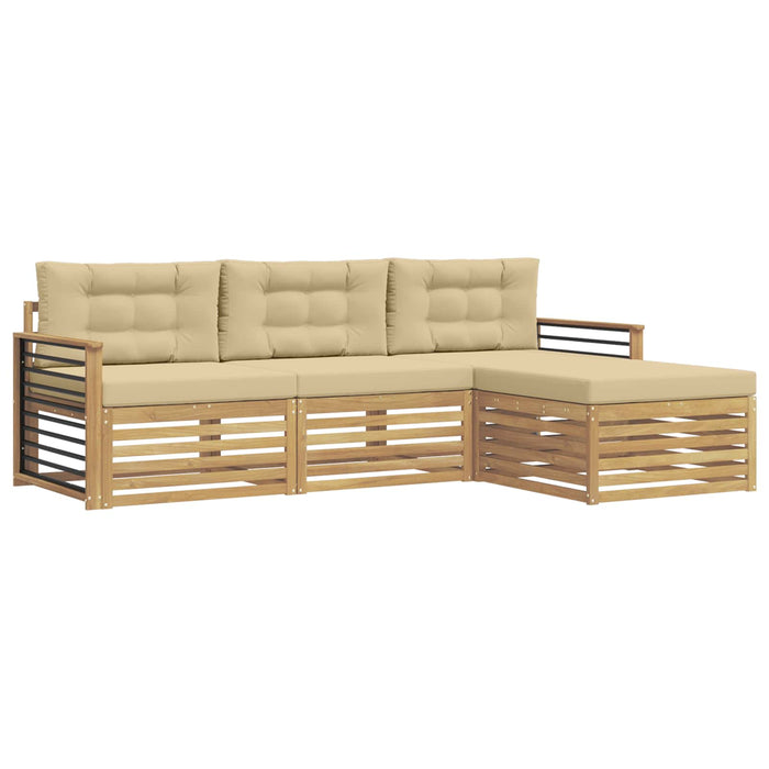 Set de canapele de exterior cu pernă 4 pcs Alb și Bej Poliester WALTI