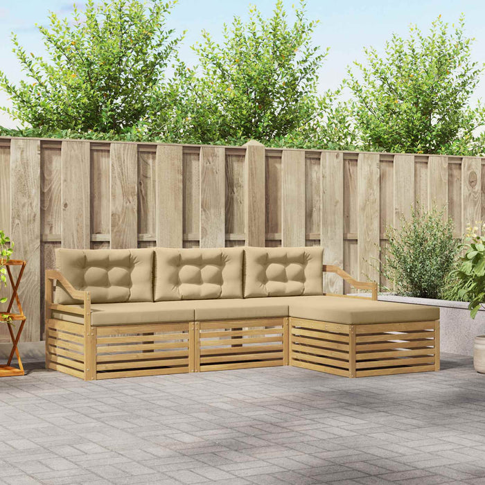 Set de canapele de exterior cu pernă 4 pcs Alb și Bej Poliester WALTI