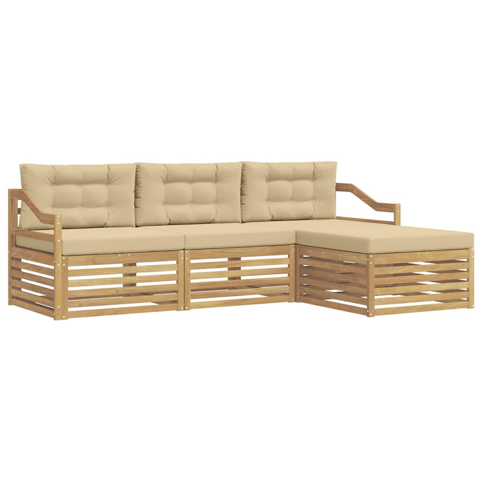 Set de canapele de exterior cu pernă 4 pcs Alb și Bej Poliester WALTI