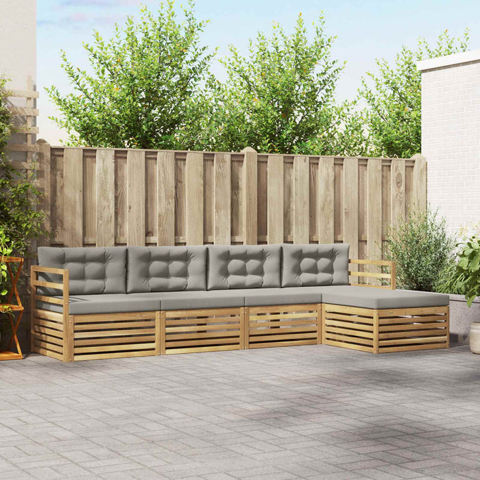 Set de canapele de exterior 5 pcs Alb și gri deschis Poliester WALTI