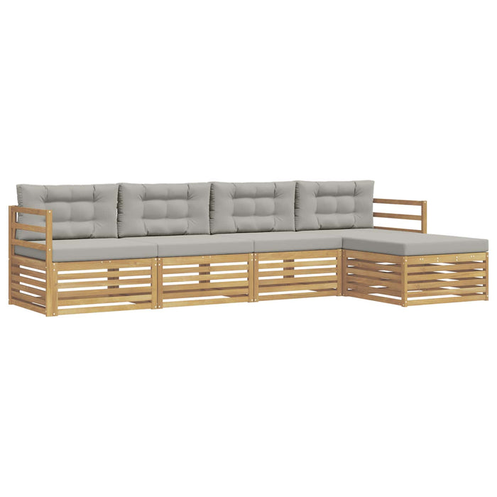 Set de canapele de exterior 5 pcs Alb și gri deschis Poliester WALTI