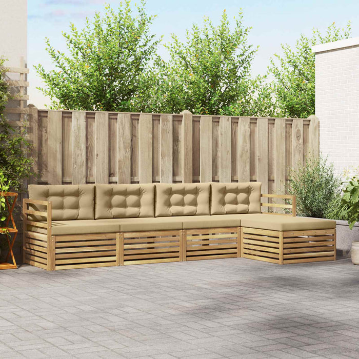 Set de canapele de exterior cu pernă 5 pcs Alb și Bej Poliester WALTI