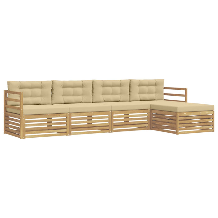 Set de canapele de exterior cu pernă 5 pcs Alb și Bej Poliester WALTI