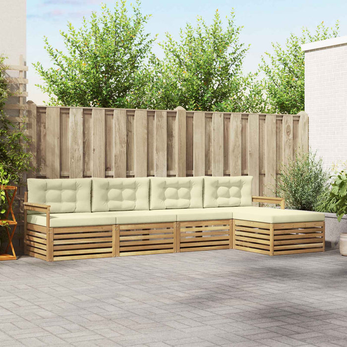Set de canapele de exterior 5 pcs Alb și crem Poliester WALTI