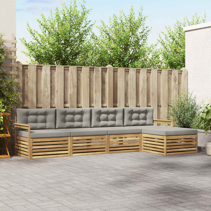 Set de canapele de exterior 5 pcs Alb și gri deschis Poliester WALTI