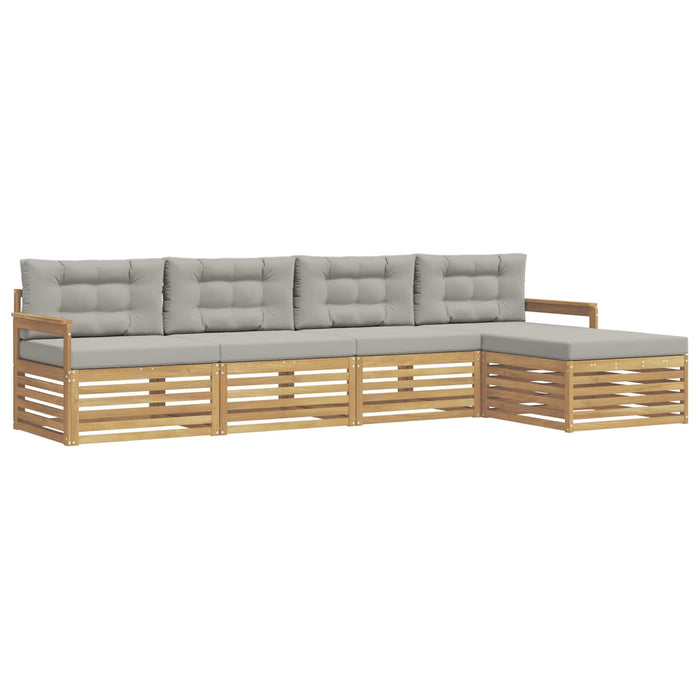 Set de canapele de exterior 5 pcs Alb și gri deschis Poliester WALTI