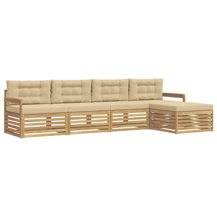 Set de canapele de exterior cu pernă 5 pcs Alb și Bej Poliester WALTI