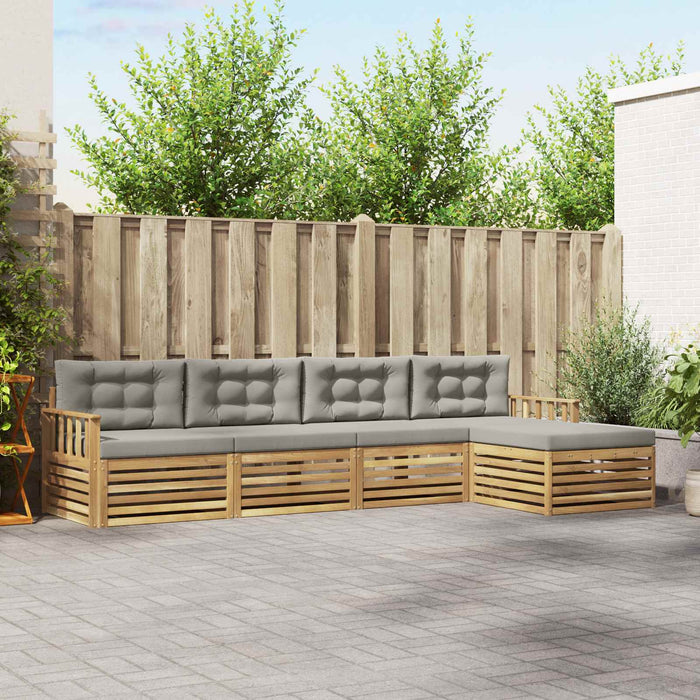 Set de canapele de exterior 5 pcs Alb și gri deschis Poliester WALTI