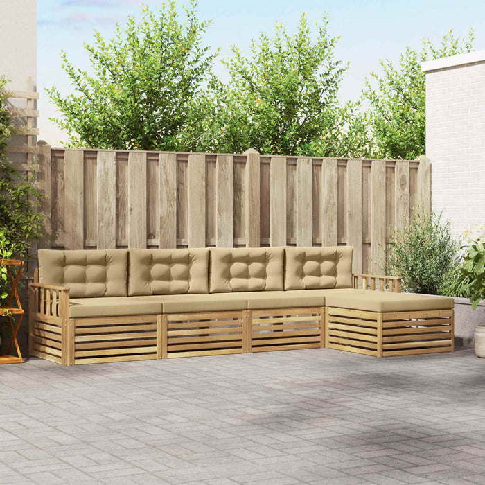 Set de canapele de exterior cu pernă 5 pcs Alb și Bej Poliester WALTI