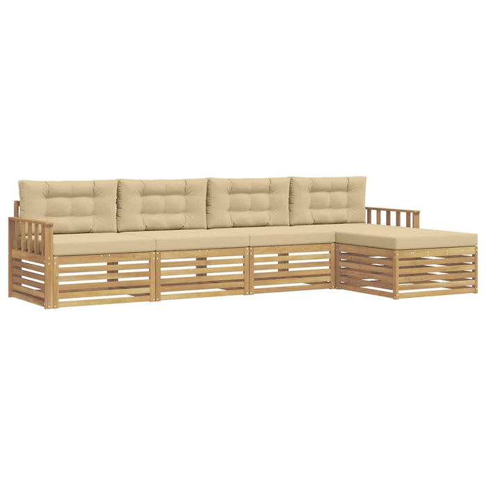 Set de canapele de exterior cu pernă 5 pcs Alb și Bej Poliester WALTI