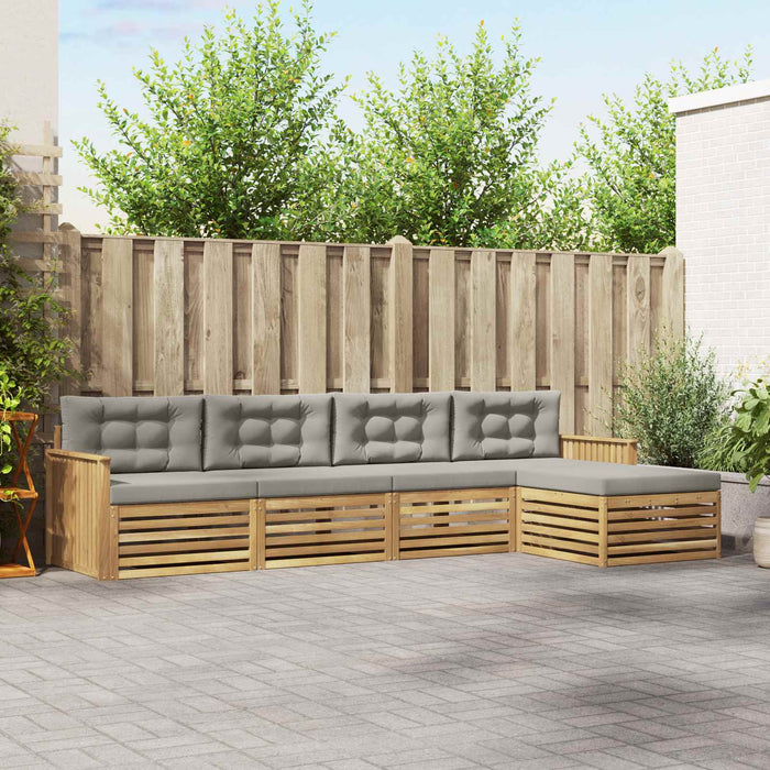 Set de canapele de exterior 5 pcs Alb și gri deschis WALTI