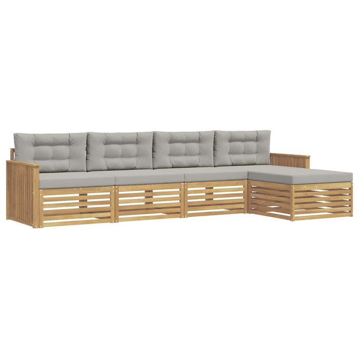 Set de canapele de exterior 5 pcs Alb și gri deschis WALTI