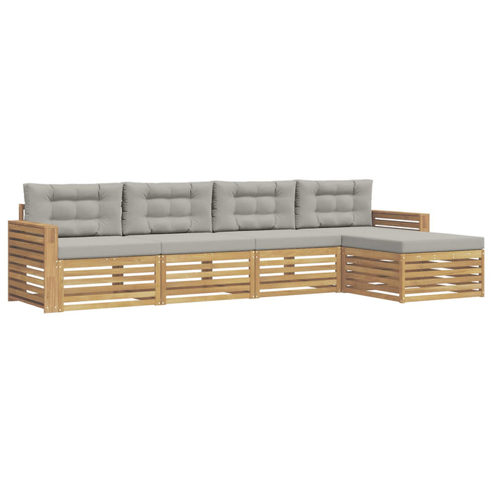 Set de canapele de exterior 5 pcs Alb și gri deschis WALTI