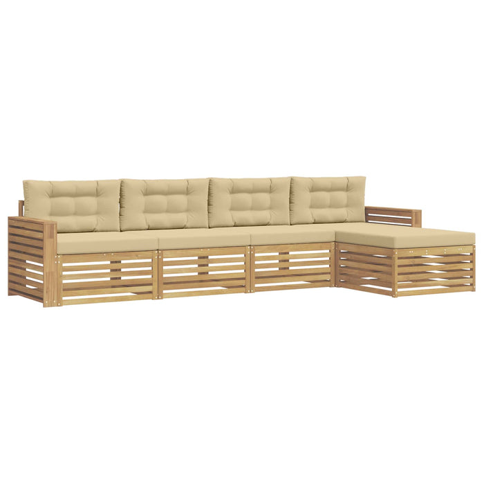 Set de canapele de exterior 5 pcs Alb și Bej WALTI