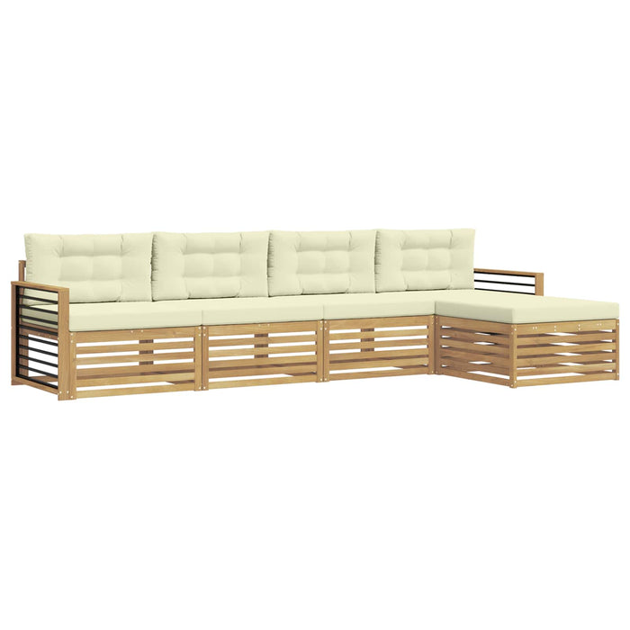 Set de canapele de exterior 5 pcs Alb și crem Poliester WALTI