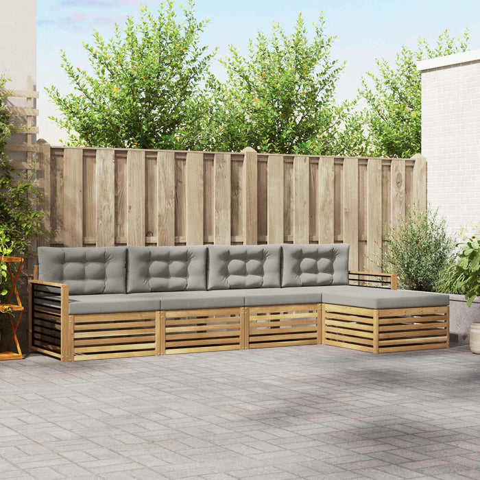 Set de canapele de exterior 5 pcs Alb și gri deschis Poliester WALTI