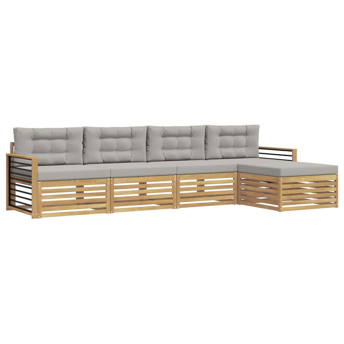 Set de canapele de exterior 5 pcs Alb și gri deschis Poliester WALTI
