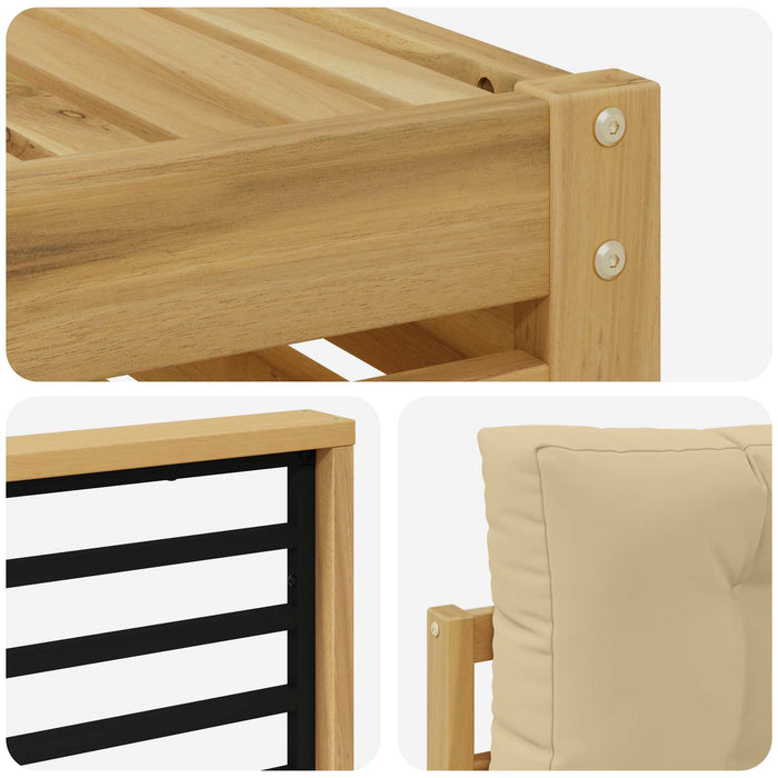 Set de canapele de exterior cu pernă 5 pcs Alb și Bej Poliester WALTI