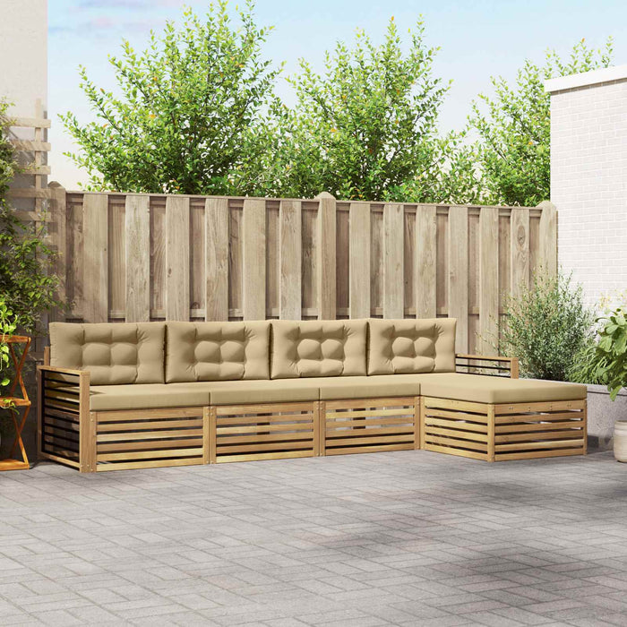 Set de canapele de exterior cu pernă 5 pcs Alb și Bej Poliester WALTI