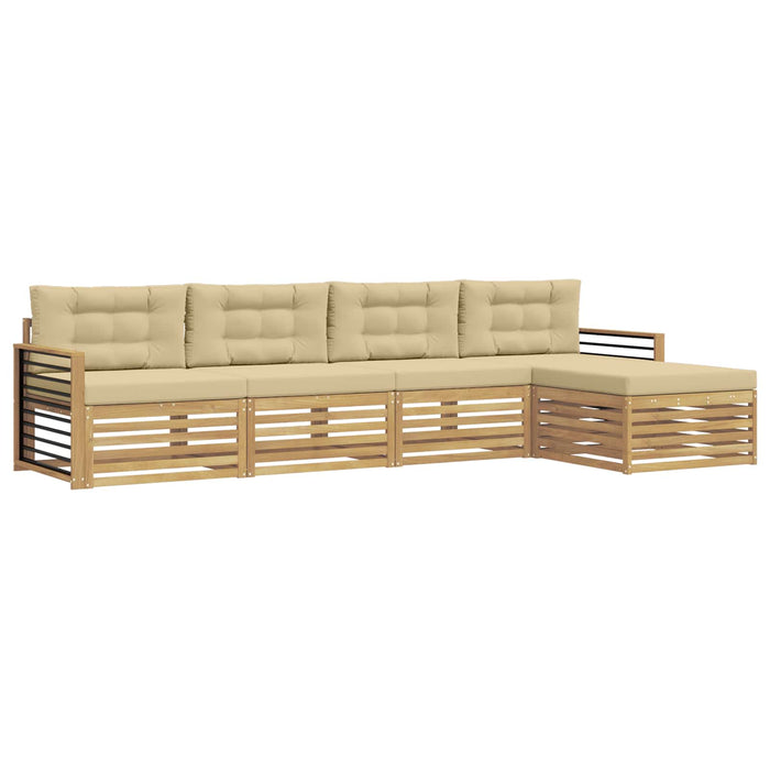 Set de canapele de exterior cu pernă 5 pcs Alb și Bej Poliester WALTI
