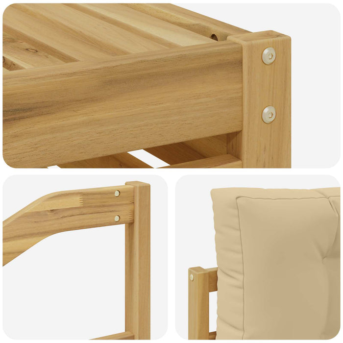 Set de canapele de exterior cu pernă 5 pcs Alb și Bej Poliester WALTI