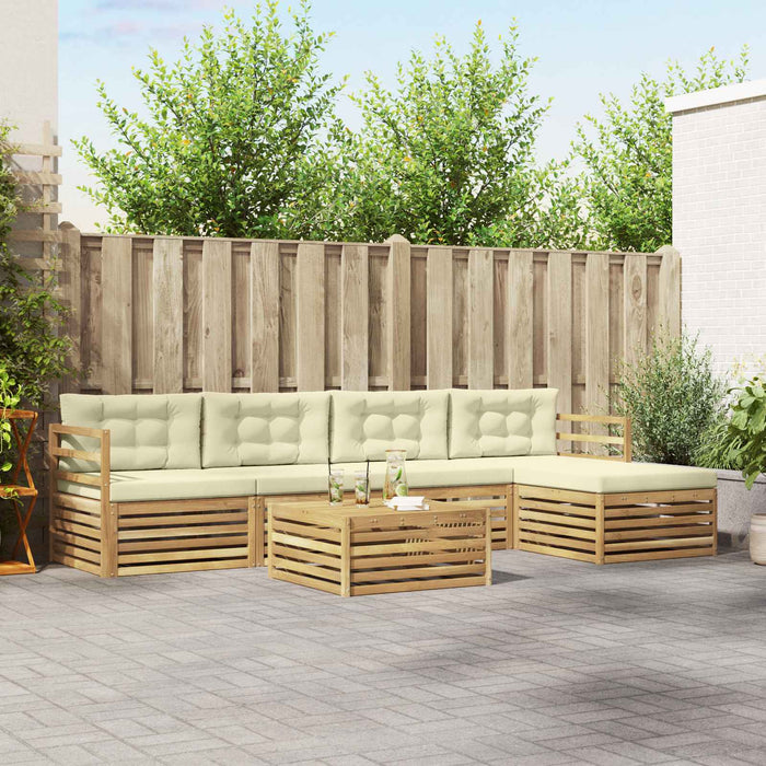 Set de canapele de exterior 6 pcs Alb și crem 79 x 79 x 37 cm WALTI