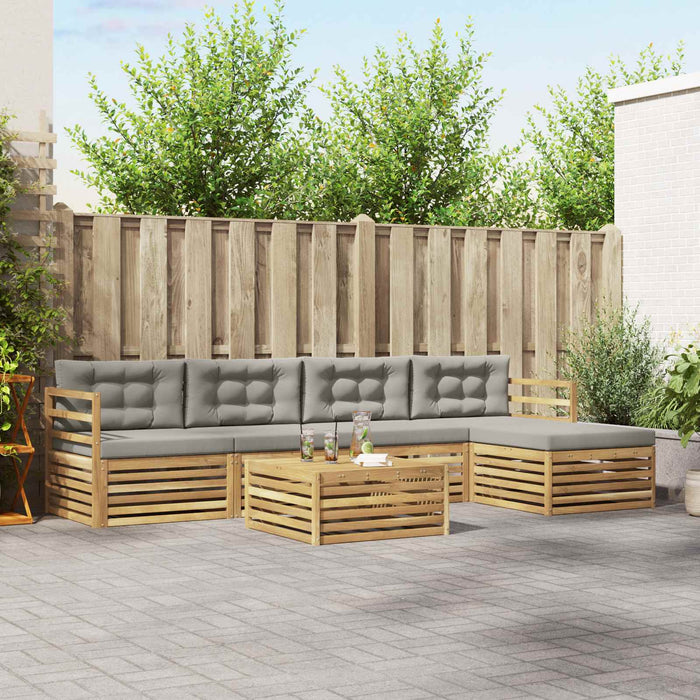 Set de canapele de exterior 6 pcs Alb și gri deschis WALTI