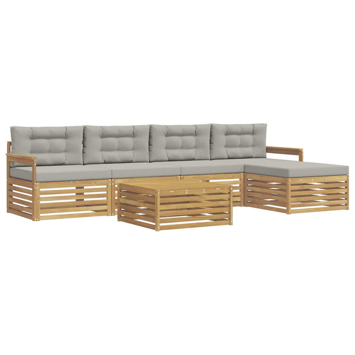 Set de canapele de exterior 7 pcs Alb și gri deschis Poliester WALTI