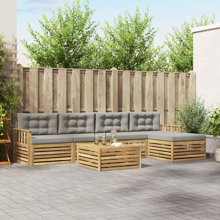 Set de canapele de exterior 7 pcs Alb și gri deschis Poliester WALTI