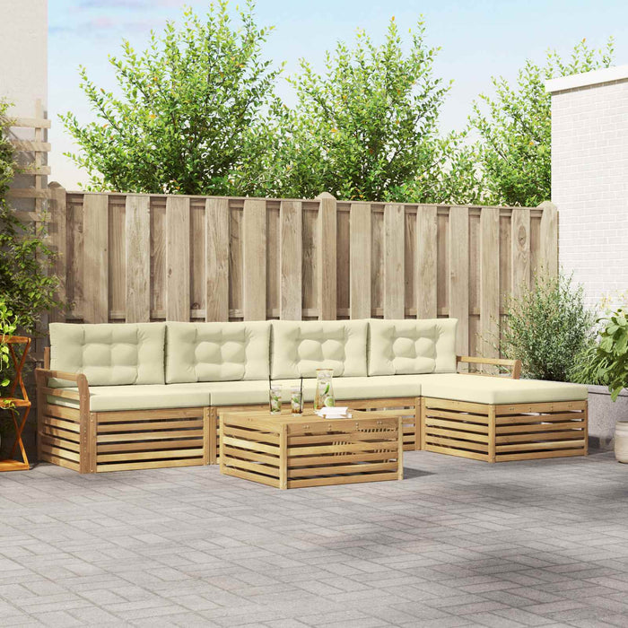 Set de canapele de exterior 6 pcs Alb și crem 79 x 79 x 37 cm WALTI