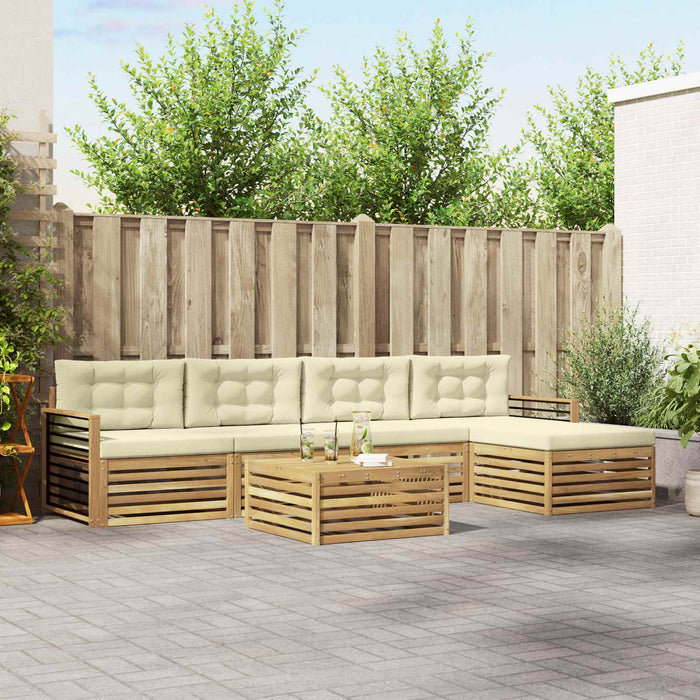 Set de canapele de exterior 7 pcs Alb și crem Poliester WALTI