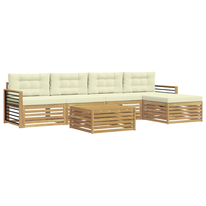 Set de canapele de exterior 7 pcs Alb și crem Poliester WALTI