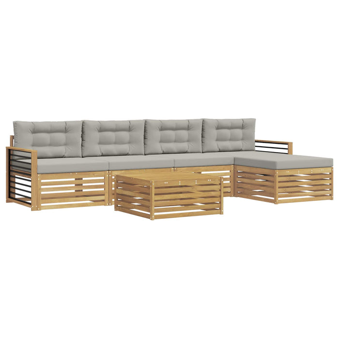 Set de canapele de exterior 7 pcs Alb și gri deschis Poliester WALTI