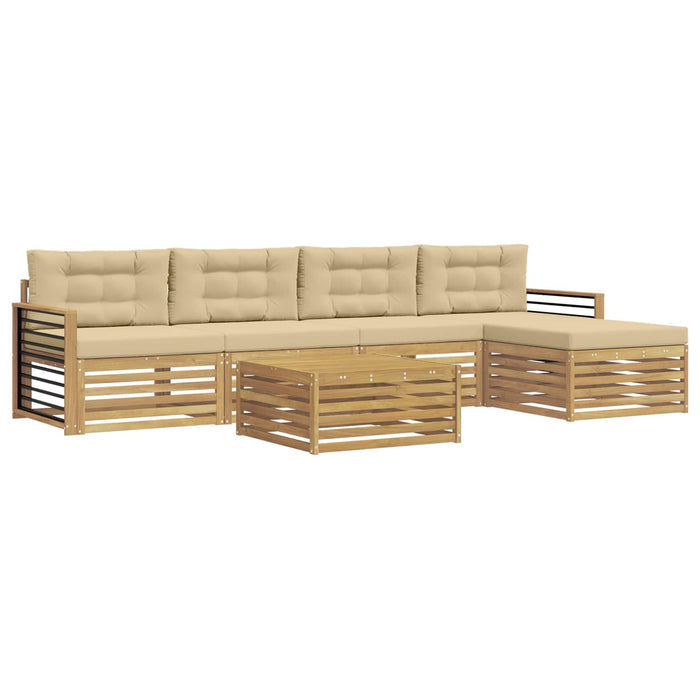 Set de canapele de exterior cu pernă 7 pcs Alb și Bej Poliester WALTI